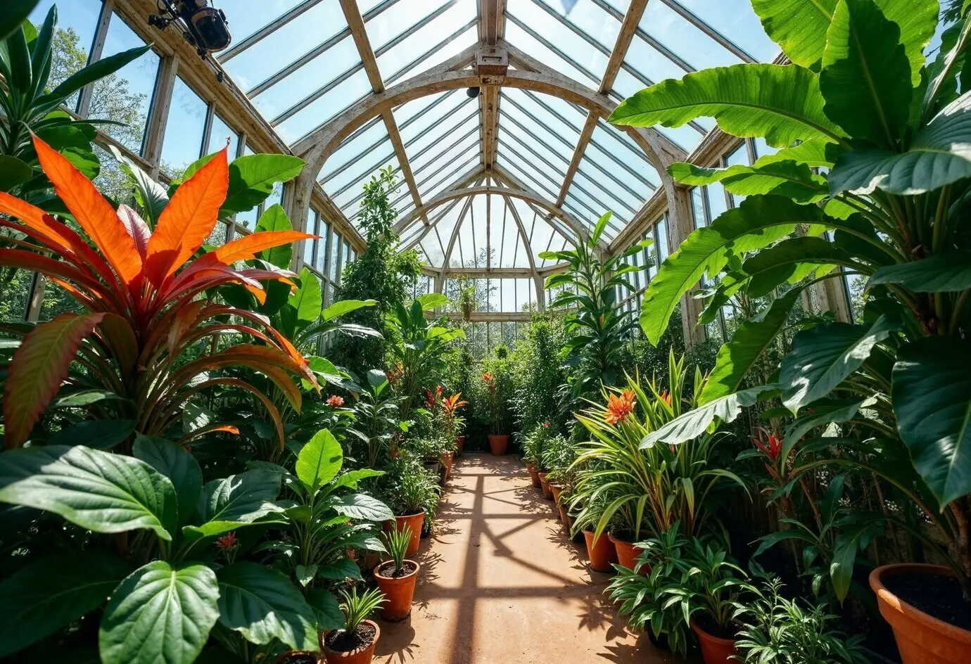 Gewächshausparadies an einem sonnigen Tag